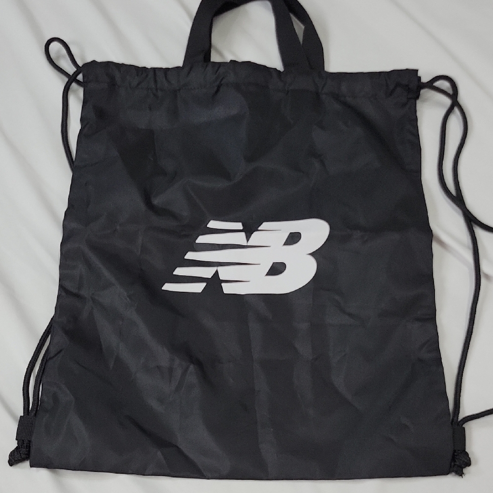 New Balance Black and White Drawstring Backpack